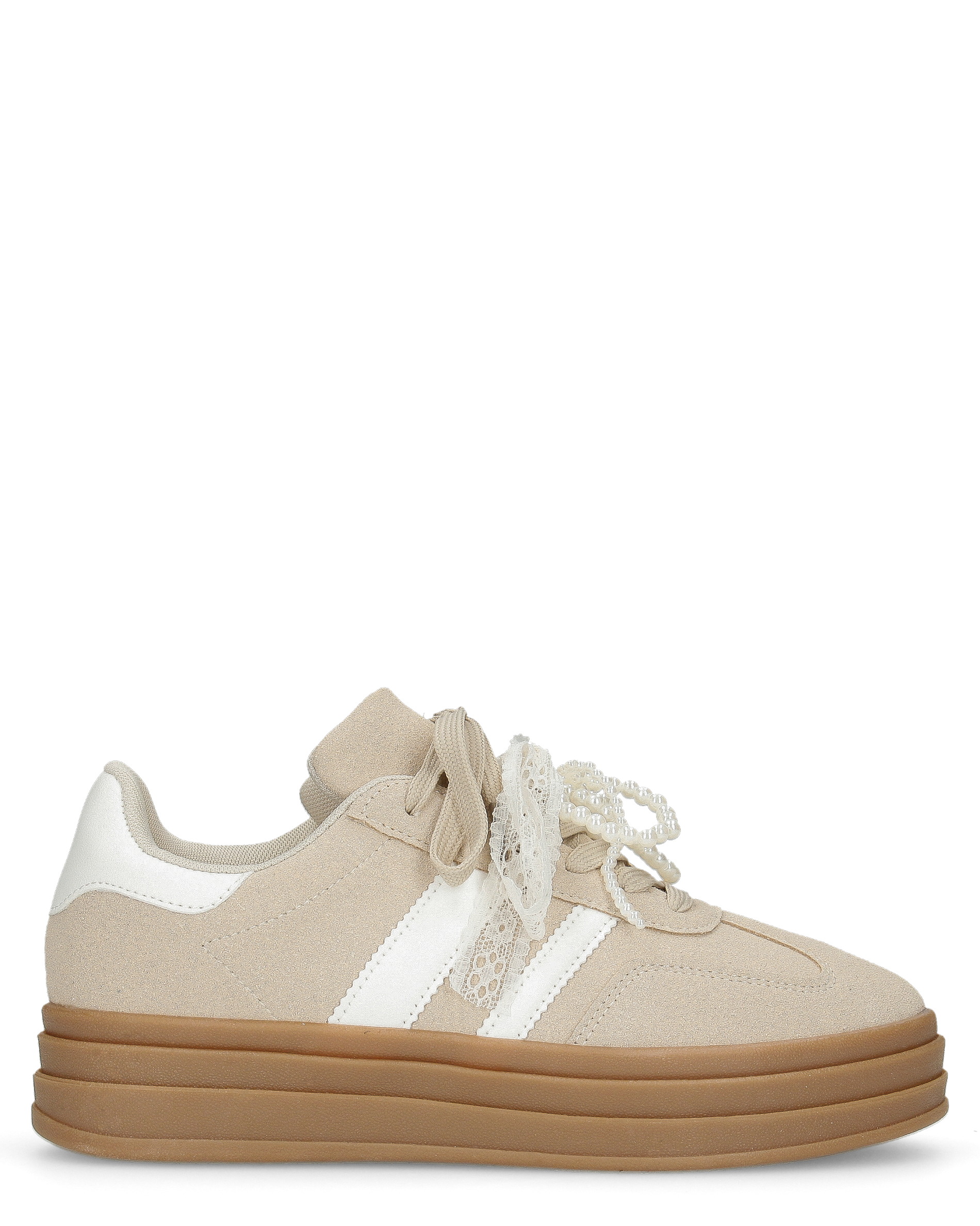 JODA - sneakers beige con fiocco perlinato removibile