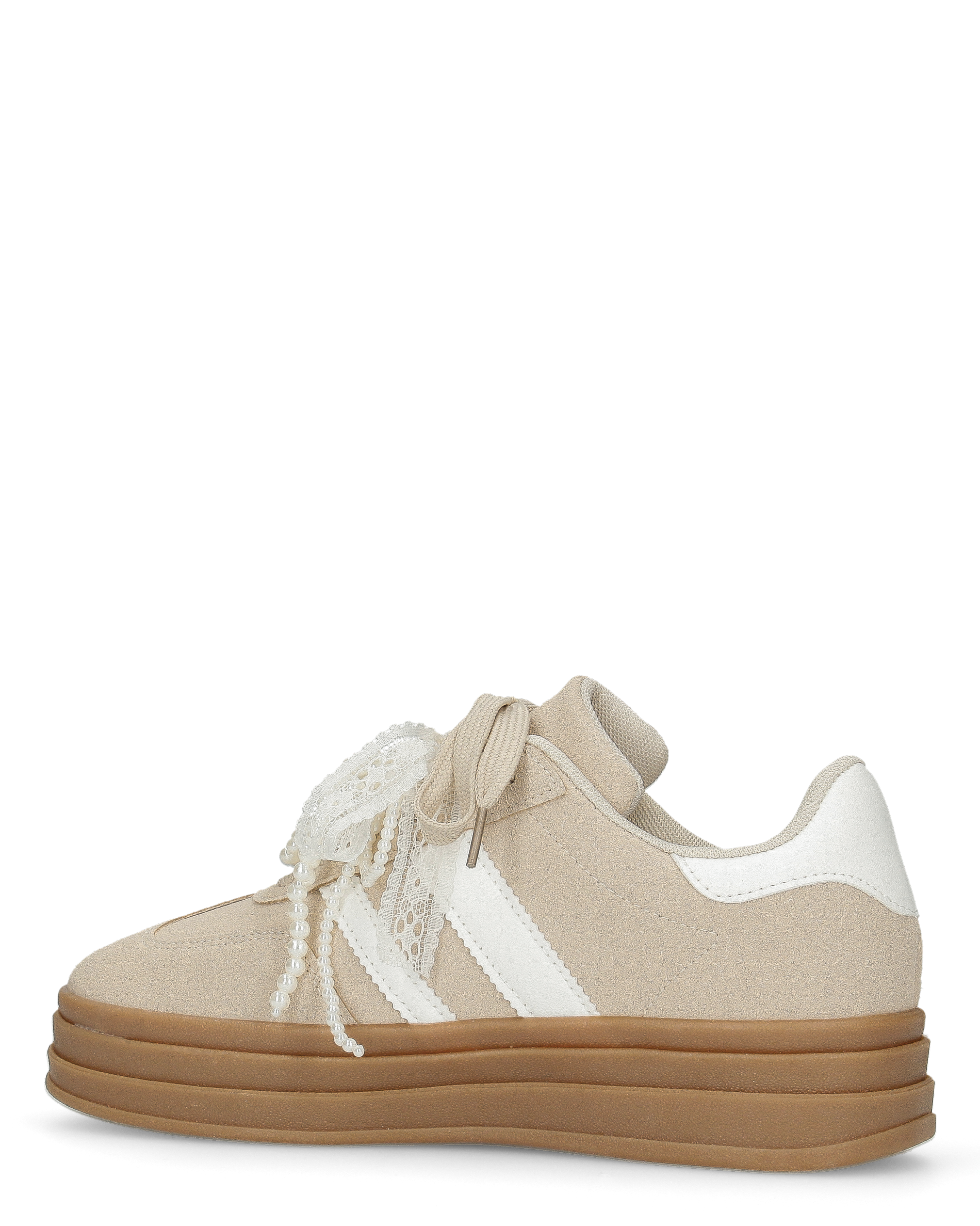 JODA - sneakers beige con fiocco perlinato removibile