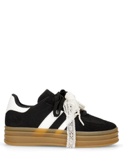 JODA - sneakers nere con fiocco perlinato removibile