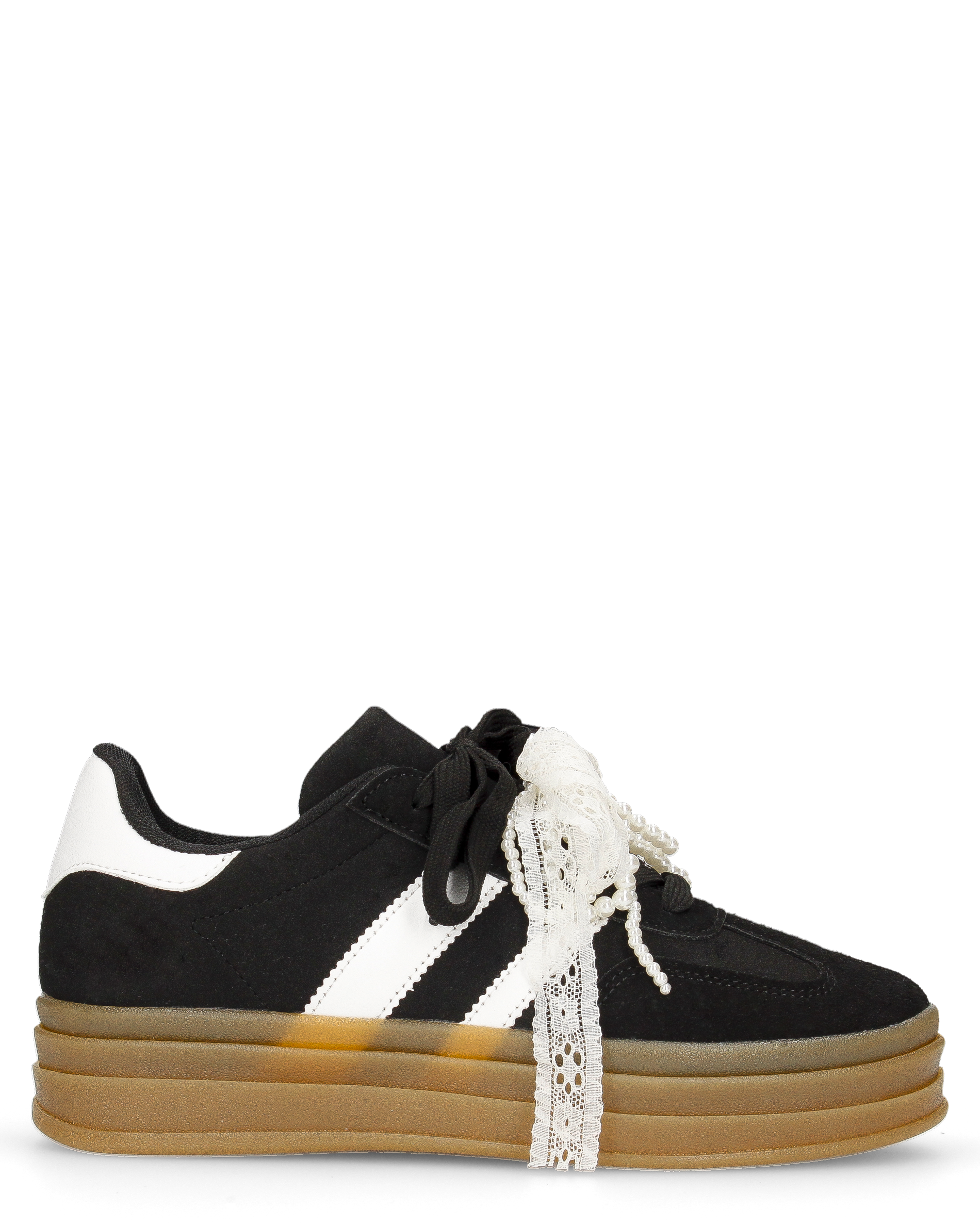 JODA - sneakers nere con fiocco perlinato removibile