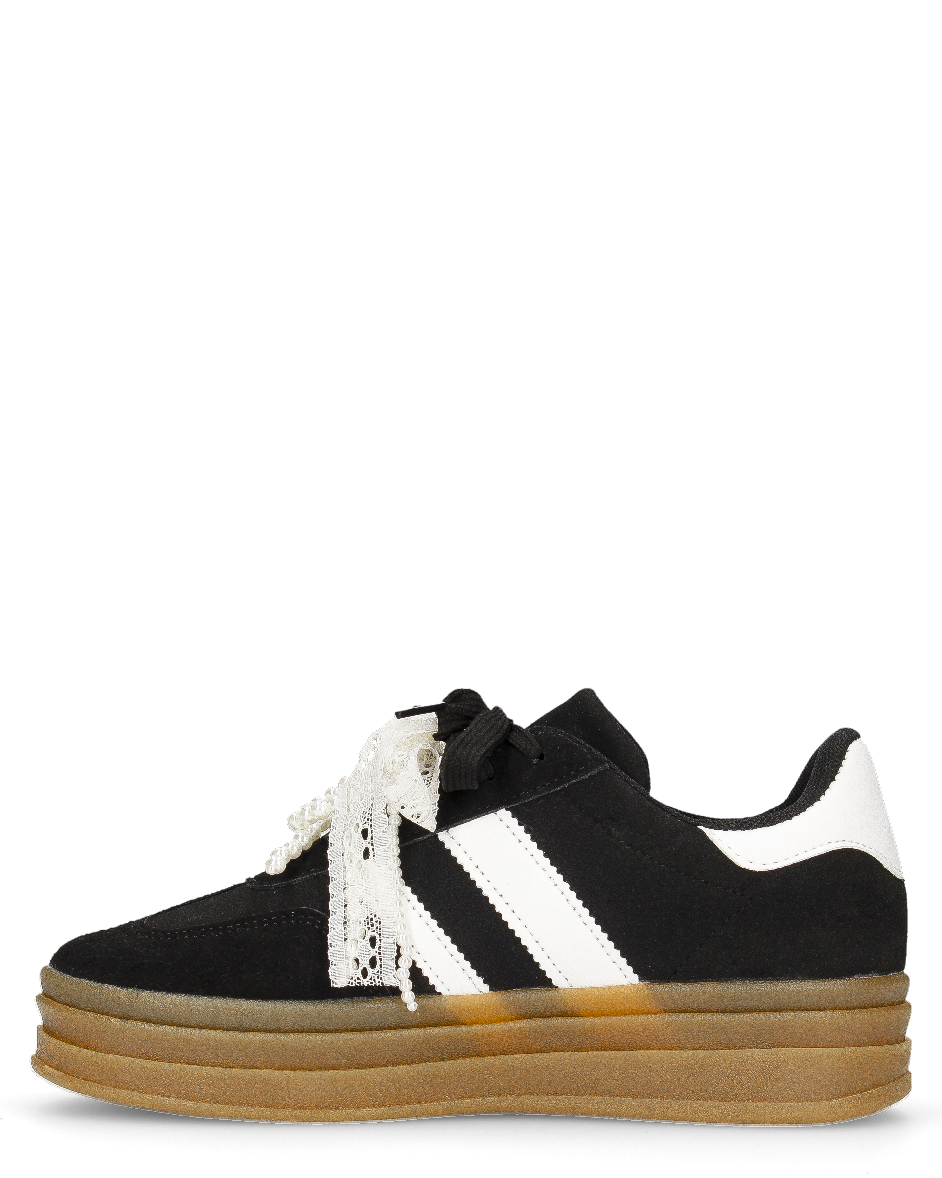 JODA - sneakers nere con fiocco perlinato removibile