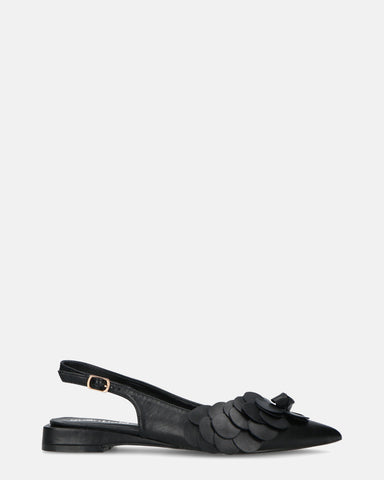 JODENE -  scarpe nero con cinturino posteriore e decorazione floreale