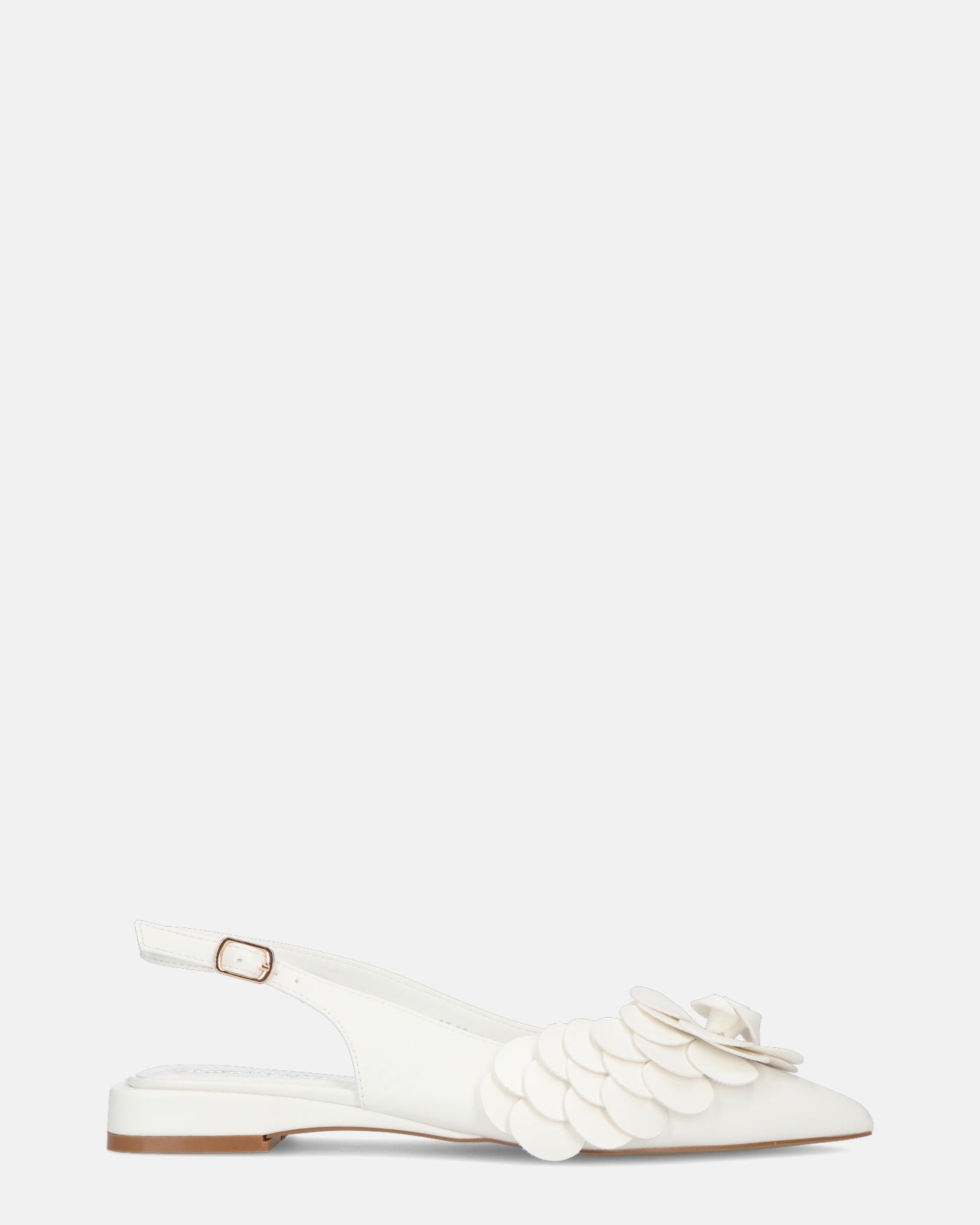JODENE -  scarpe bianche con cinturino posteriore e decorazione floreale