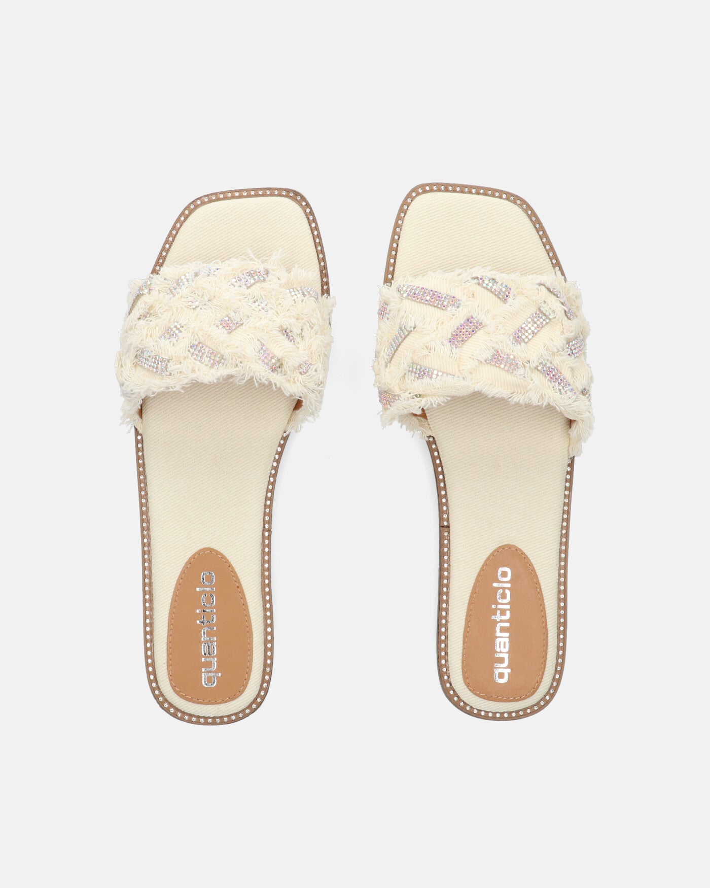 JOELE - ciabattine beige con gemme