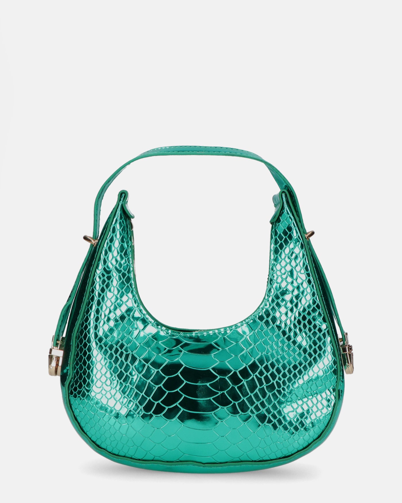 JOSSY - borsetta mano in glassy verde metallizzato con effetto pitonato