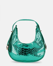 JOSSY - borsetta mano in glassy verde metallizzato con effetto pitonato