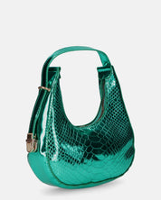 JOSSY - borsetta mano in glassy verde metallizzato con effetto pitonato