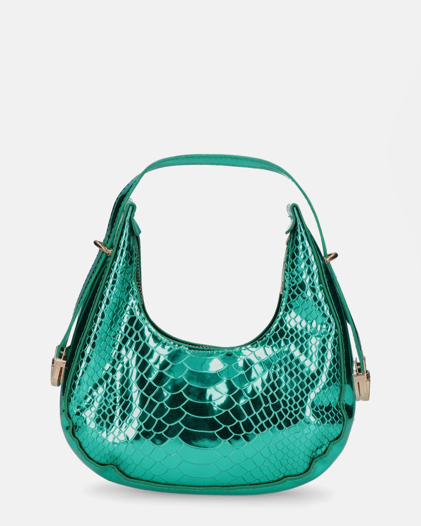 JOSSY - borsetta mano in glassy verde metallizzato con effetto pitonato