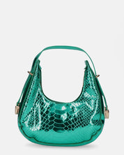 JOSSY - borsetta mano in glassy verde metallizzato con effetto pitonato