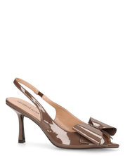 JULIE - décolleté marroni con fiocco in punta