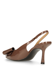 JULIE - décolleté marroni con fiocco in punta