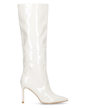 KAMYA - stivali alti in glassy bianco con cerniera