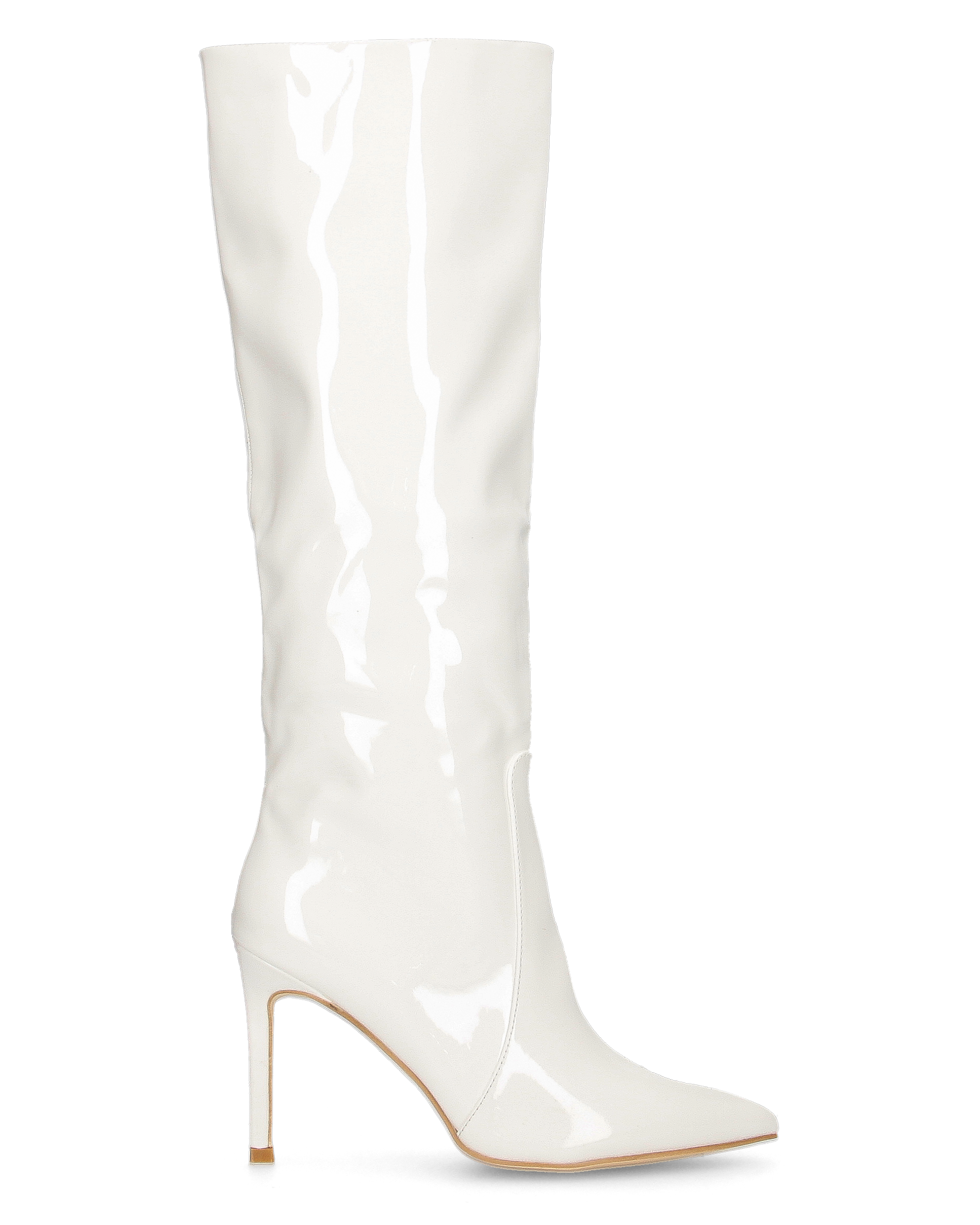 KAMYA - stivali alti in glassy bianco con cerniera