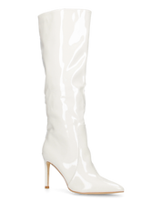 KAMYA - stivali alti in glassy bianco con cerniera