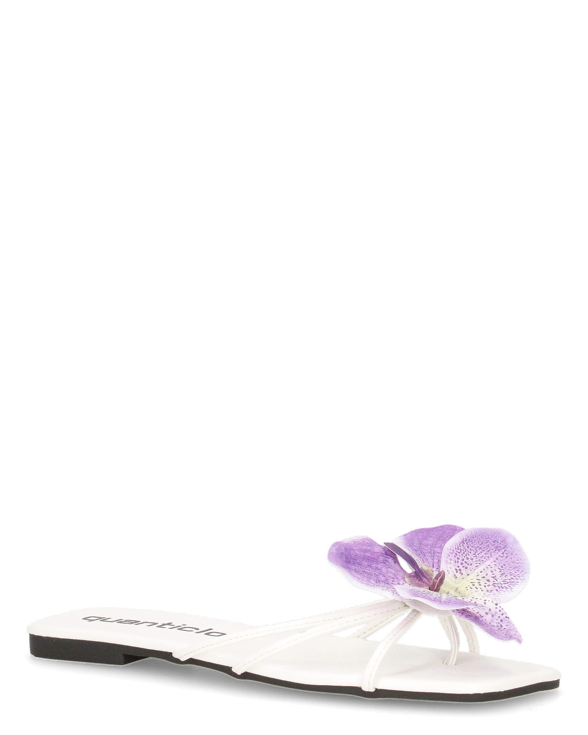 KILY - sandalini bassi bianchi con clip fiore orchidea removibile