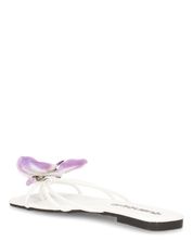 KILY - sandalini bassi bianchi con clip fiore orchidea removibile