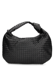 LEONORA - borsa grande nera con effetto intrecciato