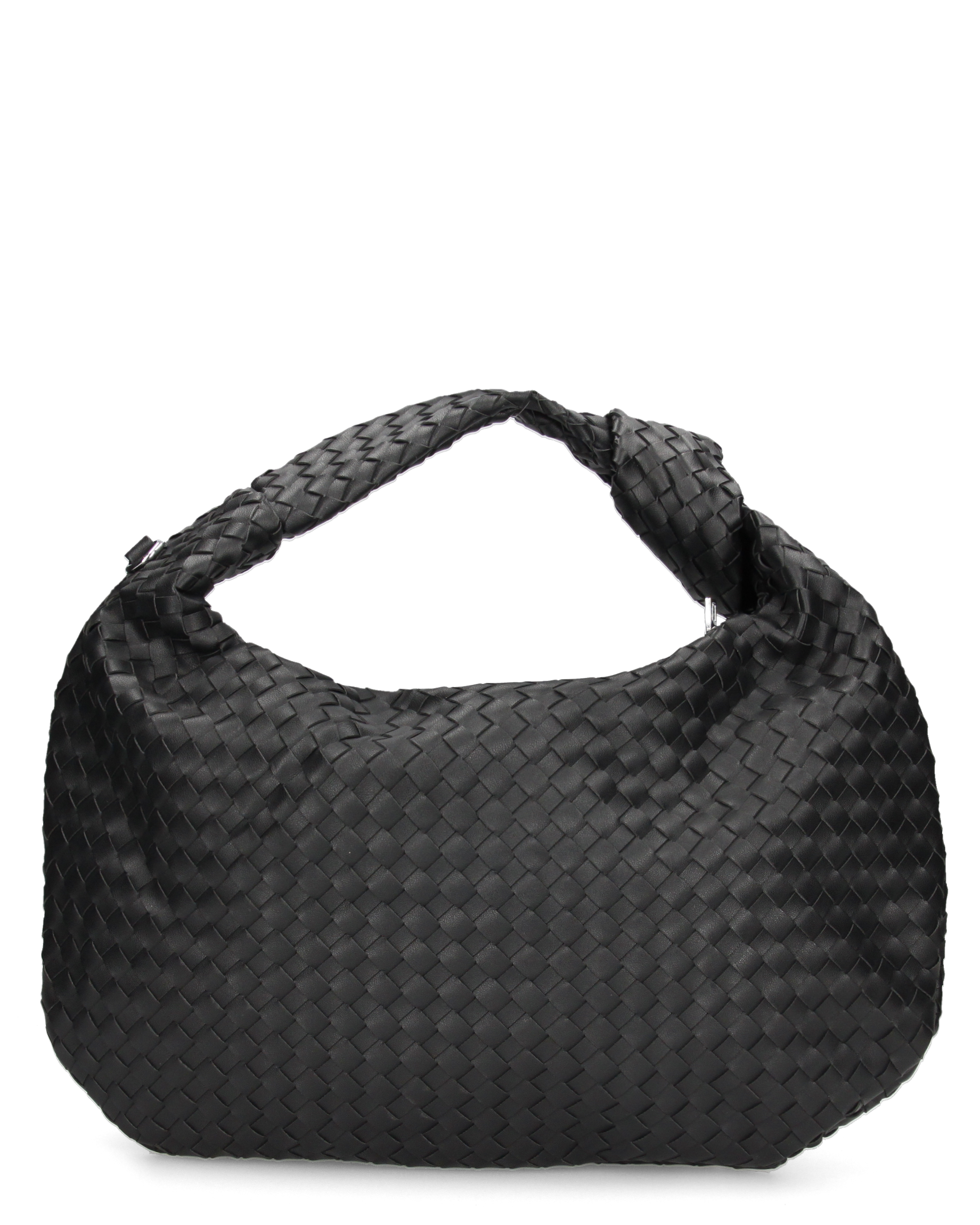 LEONORA - borsa grande nera con effetto intrecciato