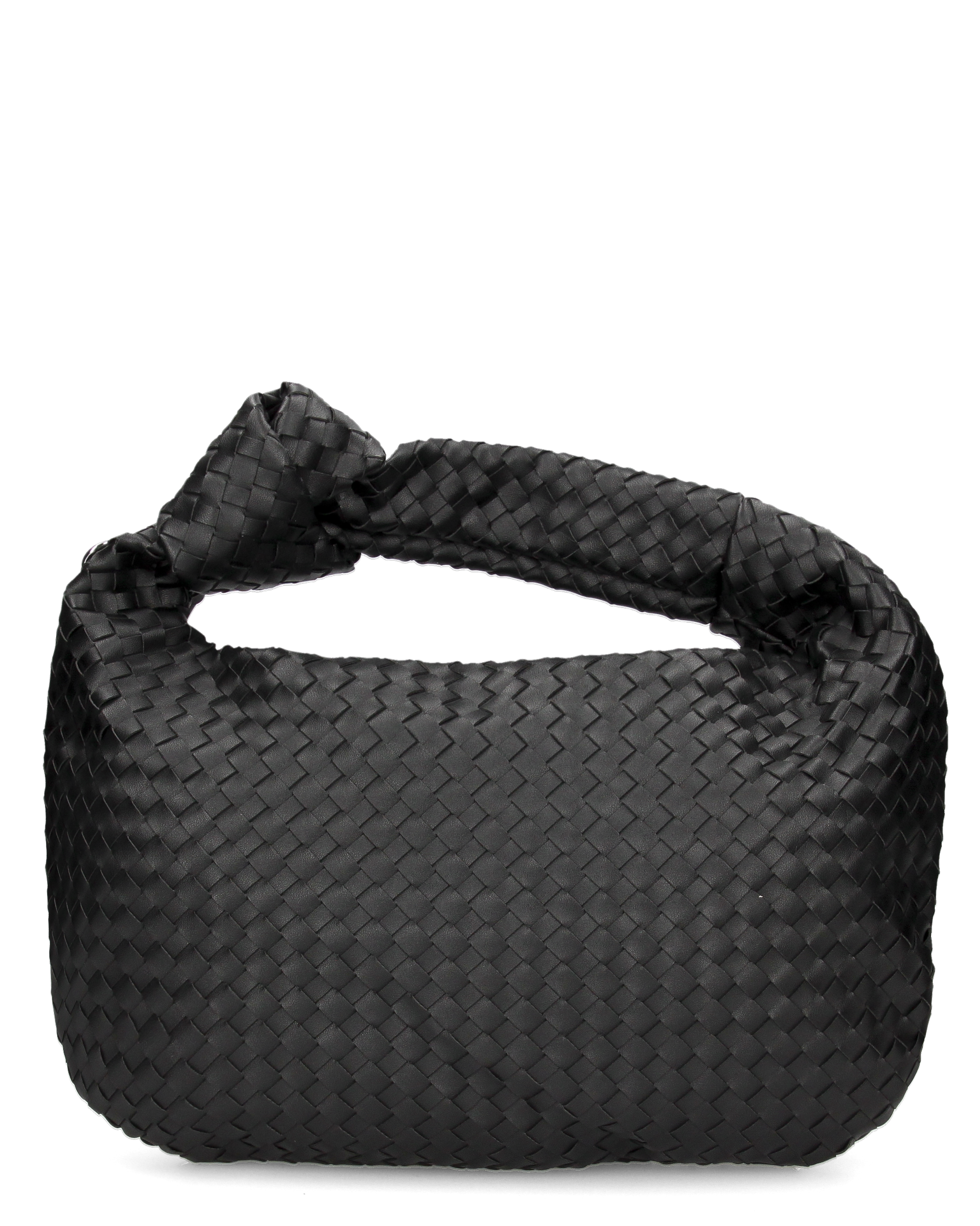 LEONORA - borsa grande nera con effetto intrecciato