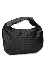 LEONORA - borsa grande nera con effetto intrecciato