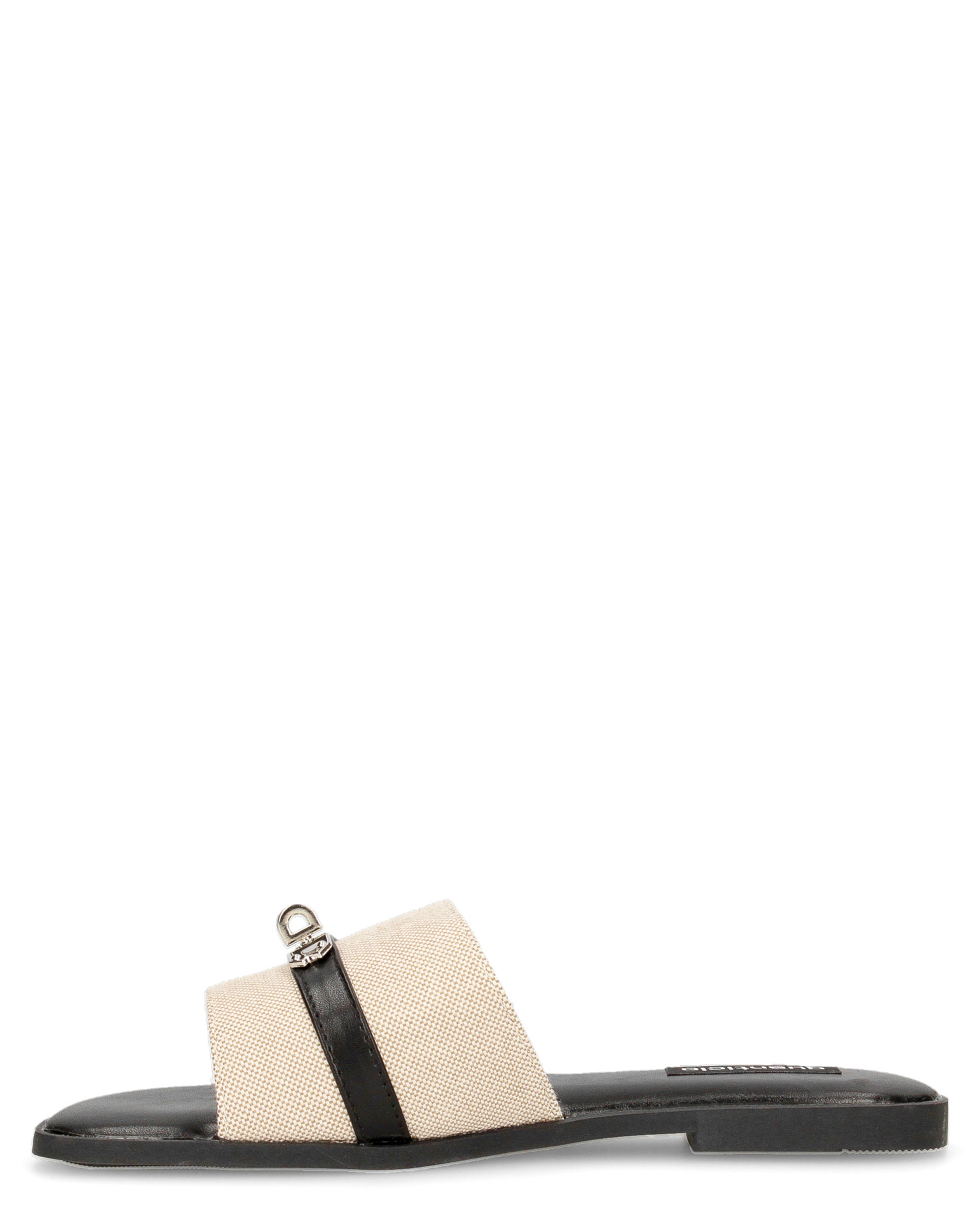 KAJY - ciabattine nere con fascia beige in tessuto rigido