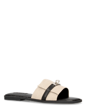 KAJY - ciabattine nere con fascia beige in tessuto rigido