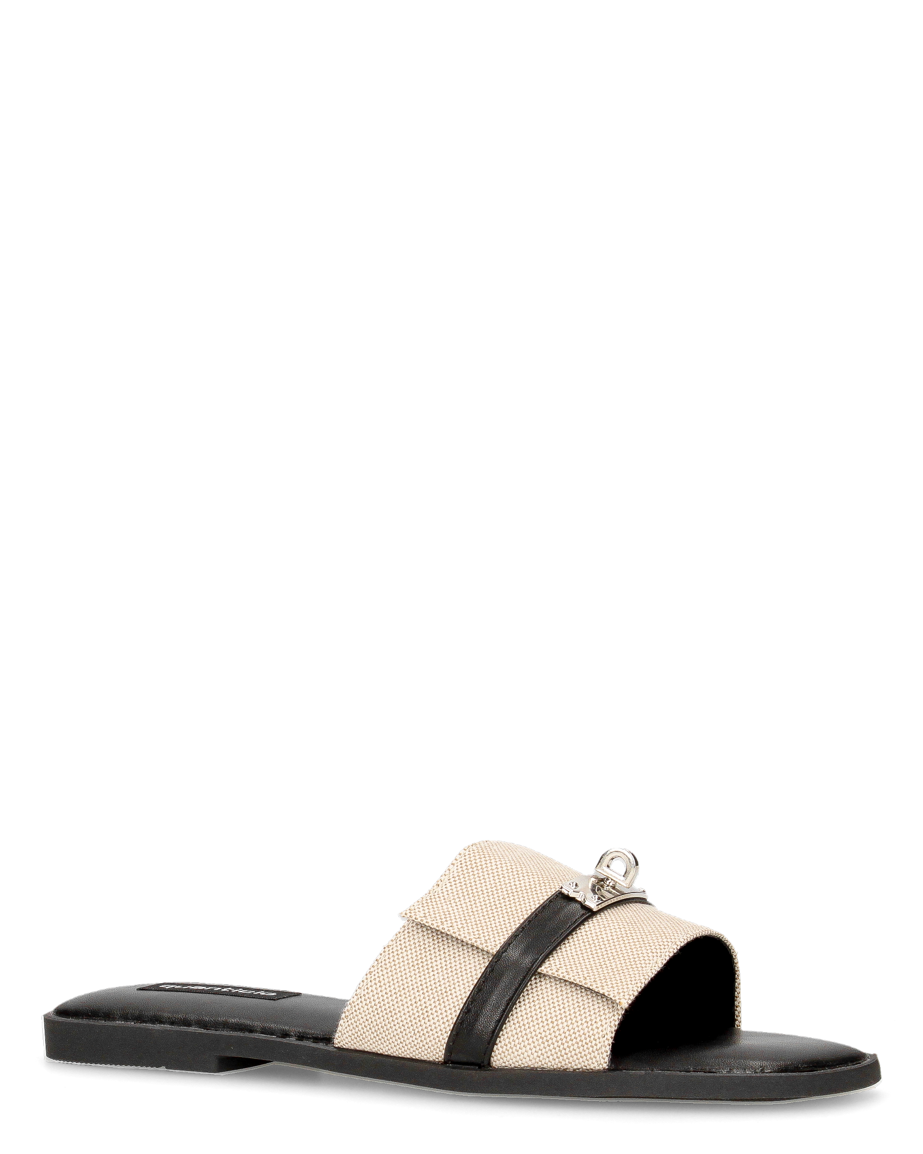 KAJY - ciabattine nere con fascia beige in tessuto rigido