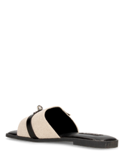 KAJY - ciabattine nere con fascia beige in tessuto rigido