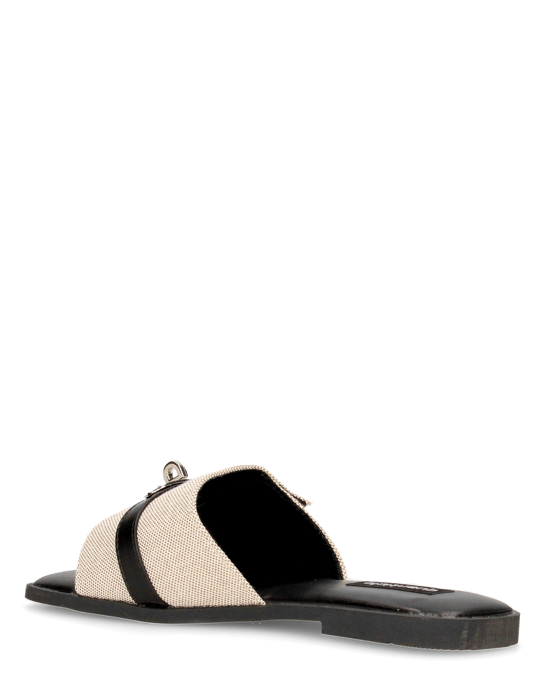 KAJY - ciabattine nere con fascia beige in tessuto rigido