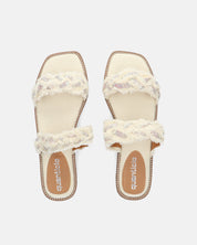 KALI - sandali in tessuto beige chiaro con gemme