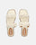 KALI - sandali in tessuto beige chiaro con gemme