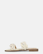 KALI - sandali in tessuto beige chiaro con gemme