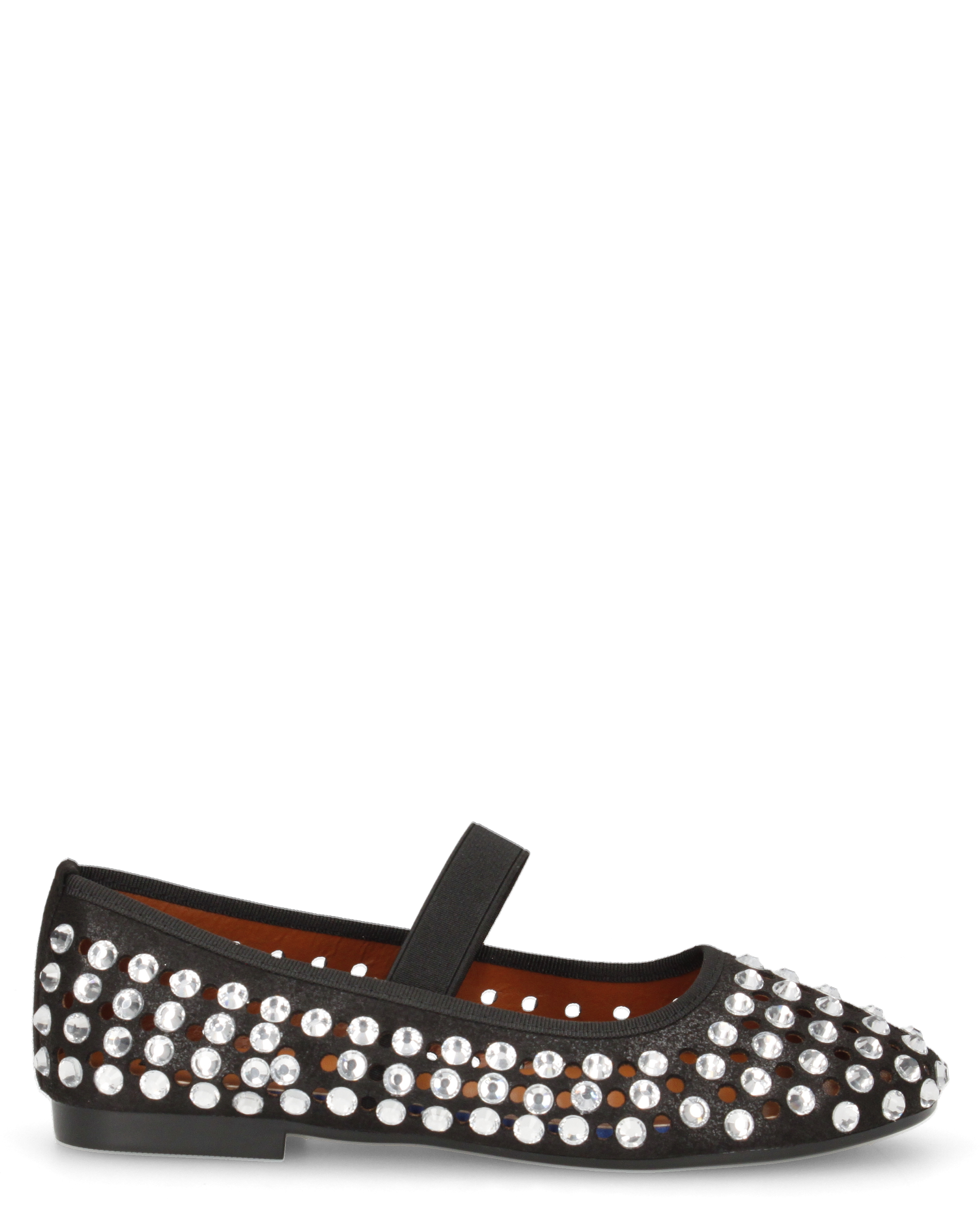 KALIA - ballerine nere traforate con gemme decorative e fascia elastica