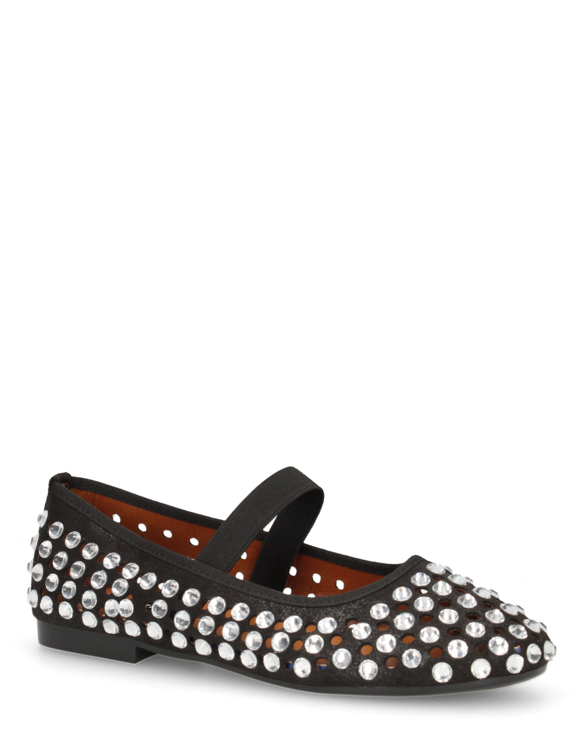 KALIA - ballerine nere traforate con gemme decorative e fascia elastica
