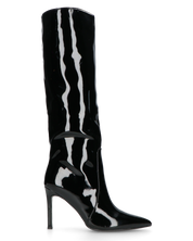 KAMYA - stivali alti in glassy nero con cerniera