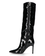 KAMYA - stivali alti in glassy nero con cerniera