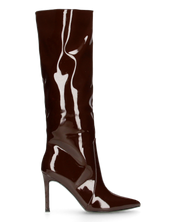 KAMYA - stivali alti in glassy marrone con cerniera