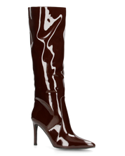 KAMYA - stivali alti in glassy marrone con cerniera