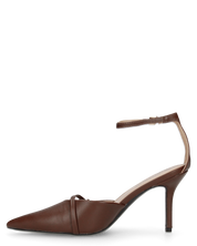 KARI - décolleté marrone a punta con cinturino alla caviglia e fibbie