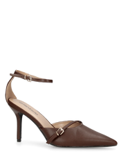 KARI - décolleté marrone a punta con cinturino alla caviglia e fibbie