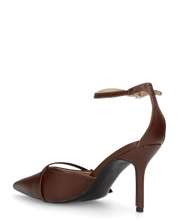 KARI - décolleté marrone a punta con cinturino alla caviglia e fibbie