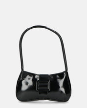 KAT - borsetta nera glassy con fibbia nera