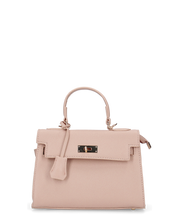 KATYA - borsetta a mano in ecopelle beige scuro con tracolla aggiuntiva