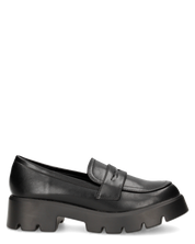 KESSY - mocassino nero con suola carrarmato e mascherina penny loafer