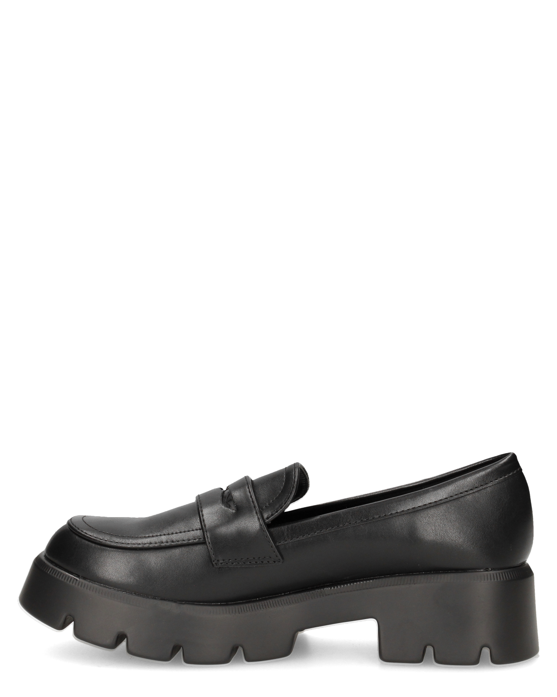 KESSY - mocassino nero con suola carrarmato e mascherina penny loafer
