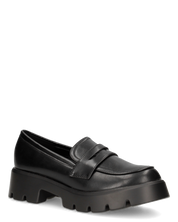 KESSY - mocassino nero con suola carrarmato e mascherina penny loafer