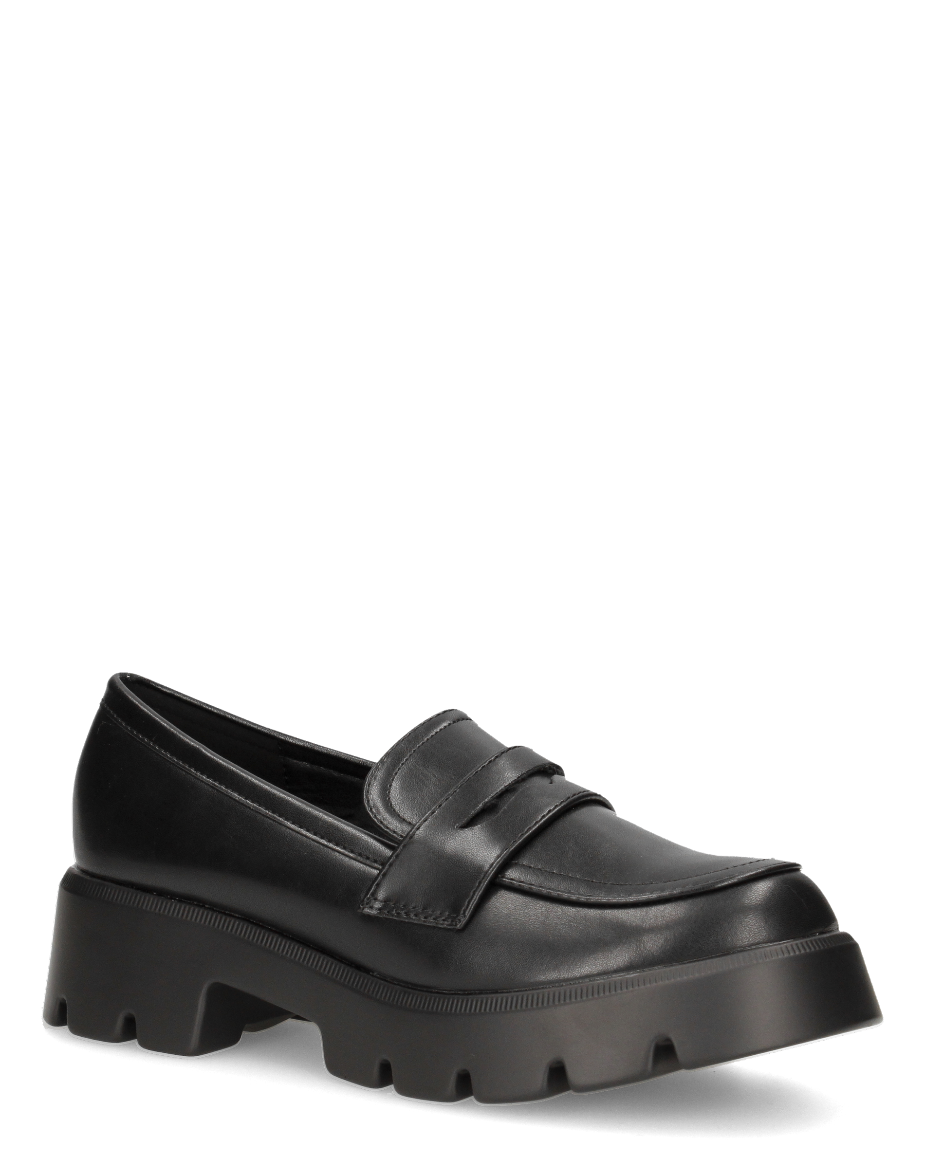KESSY - mocassino nero con suola carrarmato e mascherina penny loafer