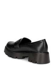KESSY - mocassino nero con suola carrarmato e mascherina penny loafer