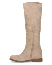 KAMI - stivali alti in ecopelle beige con zeppa interna