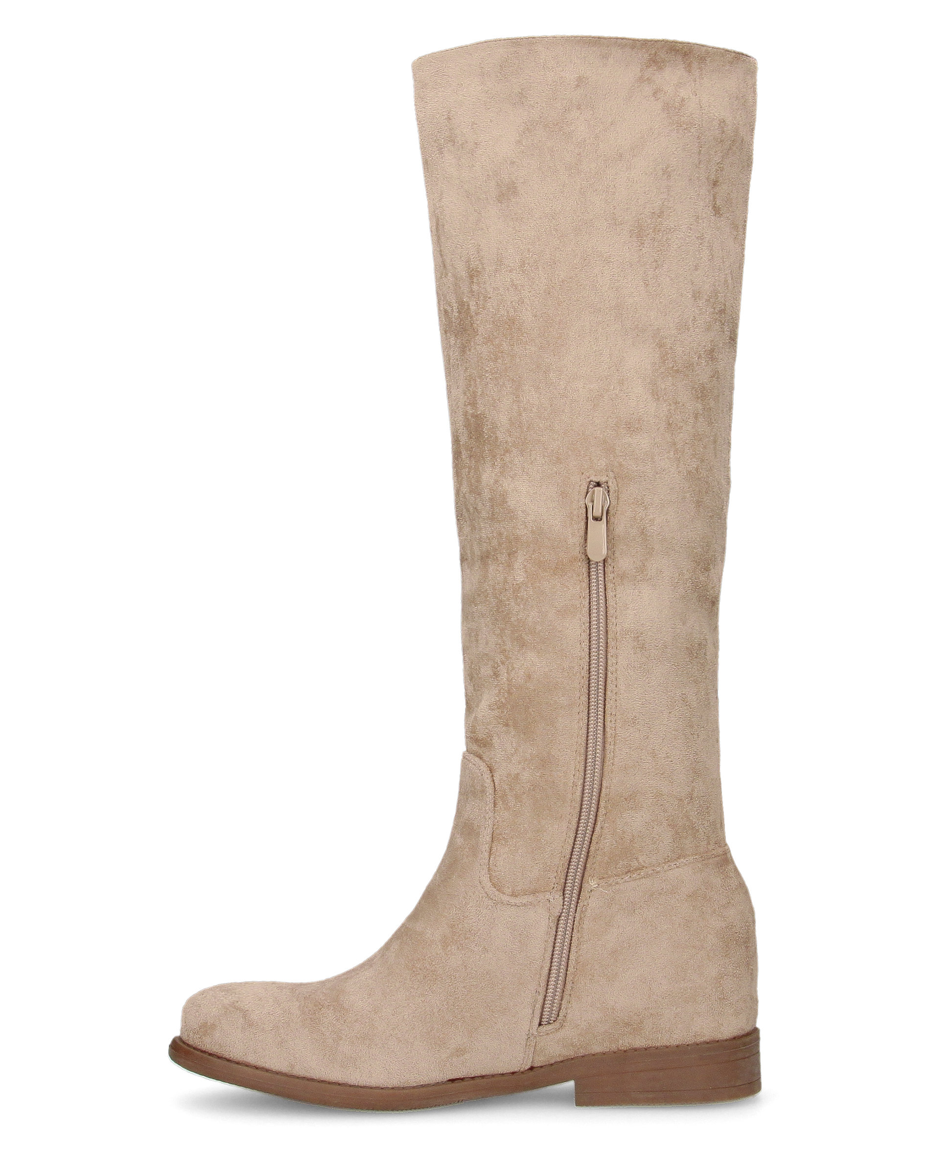 KAMI - stivali alti in ecopelle beige con zeppa interna